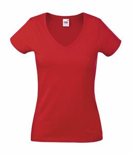 Fruit of the Loom SS047 - Women's V-neck T-shirt Red