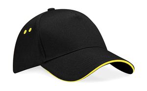 Beechfield B15c - Ultimate 5 Panel Cap - Sandwich Peak Black/Yellow