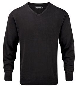 Russell Collection J710M - V-neck knitted sweater Black