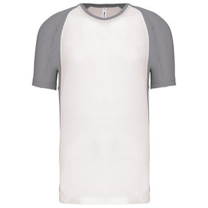 ProAct PA467 - MEN'S BICOLOUR SHORT SLEEVE CREW NECK T-SHIRT White / Fine Grey