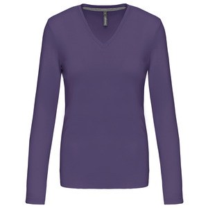 Kariban K382 - LADIES' LONG SLEEVE V-NECK T-SHIRT Purple