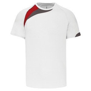 ProAct PA436 - SHORT SLEEVE SPORTS T-SHIRT White / Sporty Red / Storm Grey