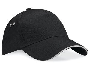 Beechfield BF15C - 5 Panel Cap 100% Cotton Black/Light Grey