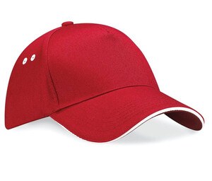 Beechfield BF15C - 5 Panel Cap 100% Cotton Red/White