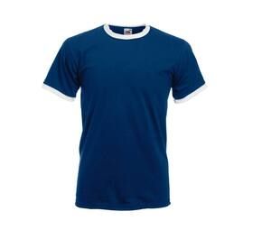 Fruit of the Loom SC245 - Ringer Men's T-Shirt 100% Cotton Navy/White