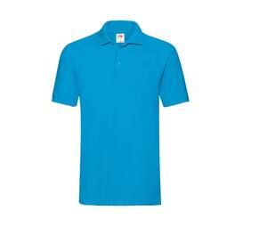 Fruit of the Loom SC385 - Men's Premium 100% Cotton Polo Shirt Azure Blue