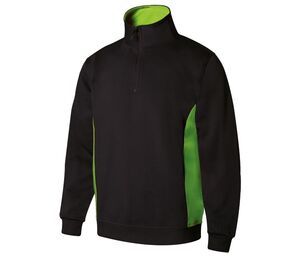VELILLA V5704 - Two-tone zipped collar sweatshirt Black / Lime