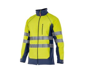 VELILLA V6001 - HIGH-VISIBILITY TWO-TONE SOFTSHELL JACKET Fluo Yellow / Navy