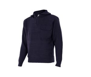 VELILLA VL101 - THICK PULLOVER WITH STAND-UP COLLAR Navy