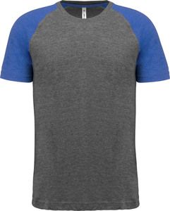 Proact PA4010 - Adult Triblend two-tone sports short sleeve t-shirt Grey Heather / Sporty Royal Blue Heather