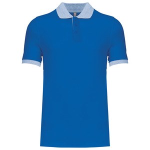 Kariban K258 - Men's two-tone piqué polo shirt Light royal blue / Oxford grey