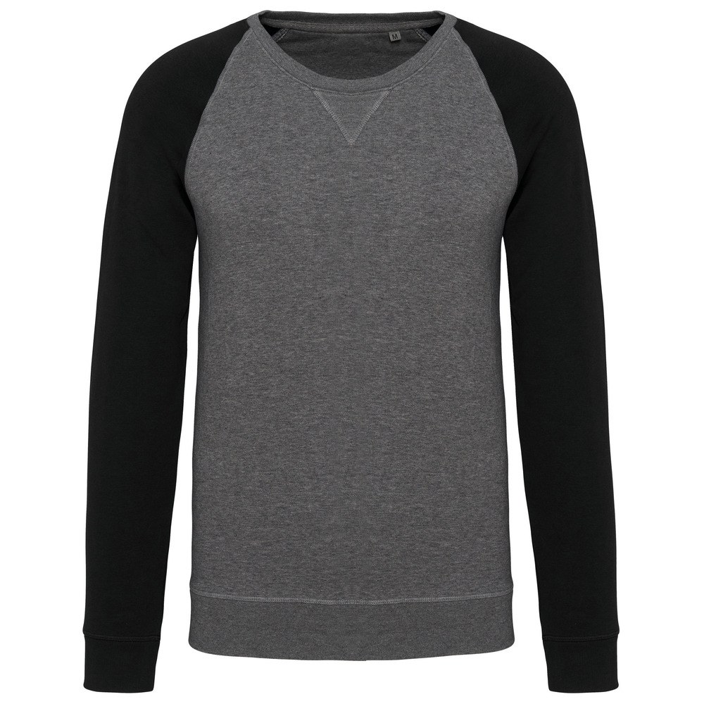 Kariban K491 - Men's organic two-tone round neck sweatshirt with raglan sleeves