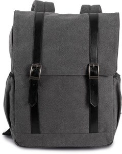 Kimood KI0143 - Flap canvas backpack Washed Dark Grey
