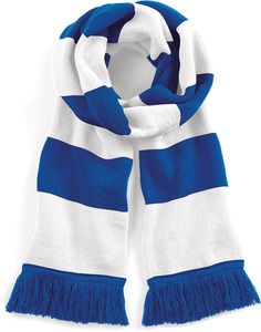 Beechfield B479 - Stadium striped men's scarf Bright Royal / White