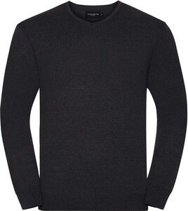 Russell Collection RU710M - V-Neck Knitted Pullover Charcoal Marl