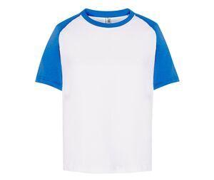 JHK JK153 - Kid's baseball t-shirt White / Royal Blue