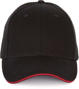 K-up KP185 - Cap with contrasting sandwich visor - 6 panels Black / Red