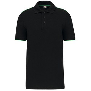 WK. Designed To Work WK270 - Men's short-sleeved contrasting DayToDay polo shirt Black/ Kelly Green