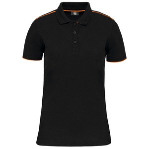 WK. Designed To Work WK271 - Ladies' short-sleeved contrasting DayToDay polo shirt Black / Orange