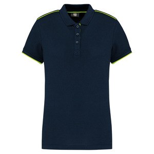 WK. Designed To Work WK271 - Ladies' short-sleeved contrasting DayToDay polo shirt Navy/Fluorescent Yellow