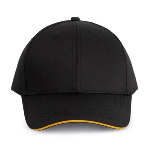 WK. Designed To Work WKP145 - Oekotex certified 6 panels cap with sandwich peak Black / Yellow