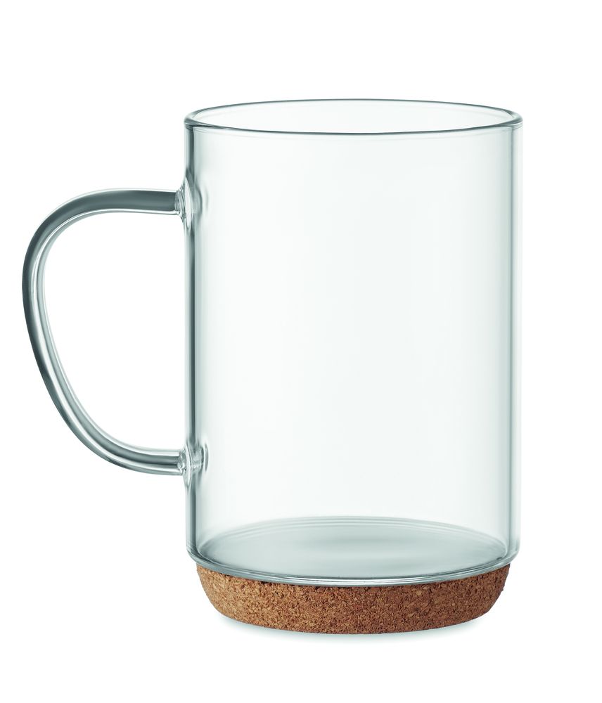 GiftRetail MO6470 - LISBO Glass mug 400ml with cork base