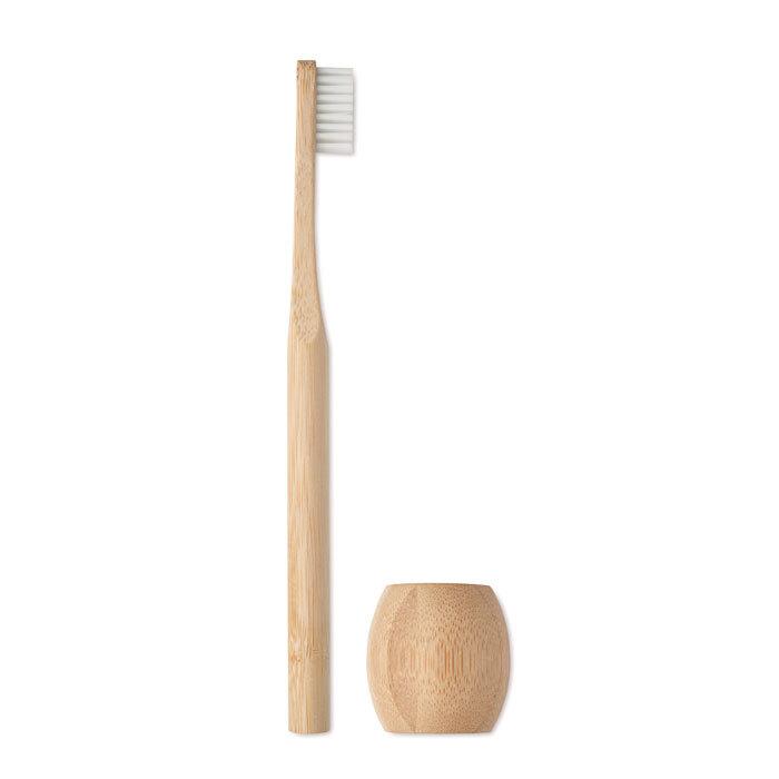 GiftRetail MO6604 - KUILA Bamboo tooth brush with stand