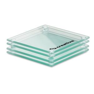 GiftRetail MO6619 - MOSAIC Recycled glass coaster set Transparent