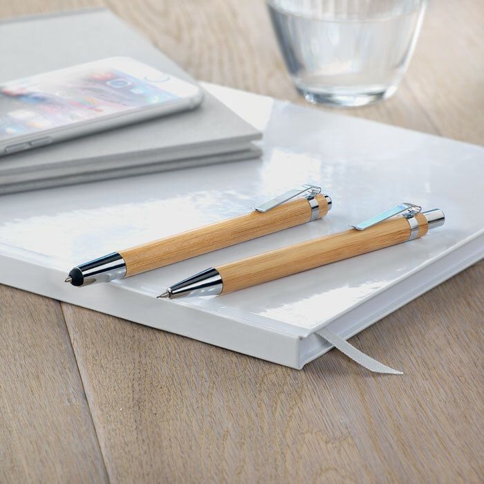GiftRetail MO8111 - BAMBOOSET Bamboo pen and pencil set