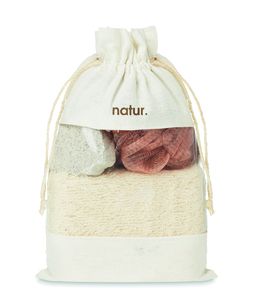 GiftRetail MO9872 - CUIDA SET Bath set in cotton pouch Beige