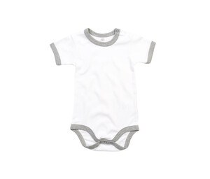 Babybugz BZ019 - Contrast baby bodysuit White/Heather Grey Melange