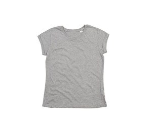 Mantis MT081 - Women's rolled-sleeve t-shirt Heather Grey Melange