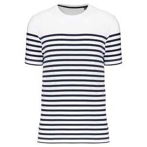 Kariban K3033 - Men's Organic crew neck sailor T-shirt White / Navy Stripes