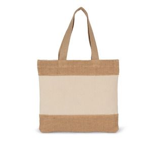 Kimood KI0294 - Shopping bag in cotton and woven jute threads Natural