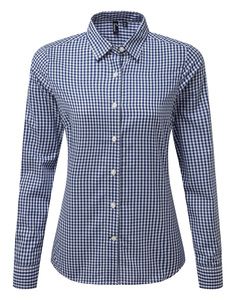 Premier PR352 - Large-check gingham shirt Navy / White