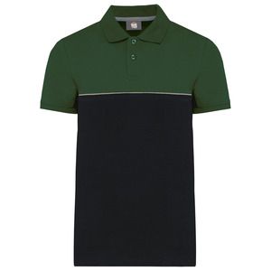 WK. Designed To Work WK210 - Unisex eco-friendly two-tone short sleeve polo shirt Black/Forest Green