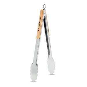 GiftRetail MO6728 - INIQ Stainless Steel Tongs Wood