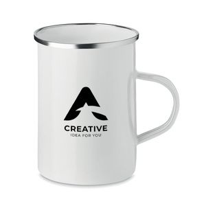 GiftRetail MO6775 - SILVER Metal mug with enamel layer White