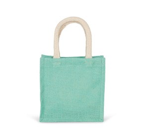 Kimood KI0272 - Jute canvas tote bag - small model Ice Mint