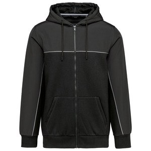 WK. Designed To Work WK410 - Unisex eco-friendly zipped two-tone fleece hoodie Black / Dark Grey