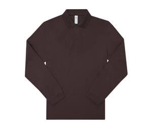 B&C BCU427 - Men's long sleeve poloshirt 210 Roasted Coffee