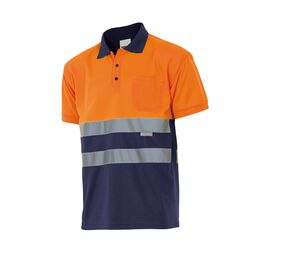 Velilla 173 - HV SS TWO-TONE POLO MARINE BLUE/HI-VIS ORANGE