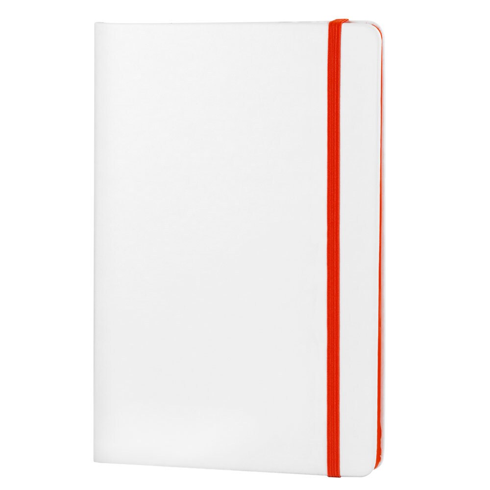 EgotierPro 37088 - White PU Cover Notebook with Elastic Closure COLORE