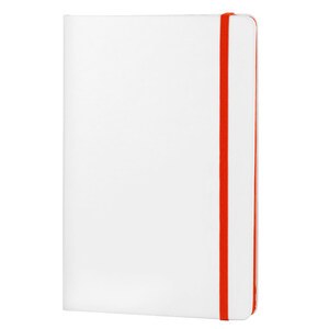 EgotierPro 37088 - White PU Cover Notebook with Elastic Closure COLORE Red