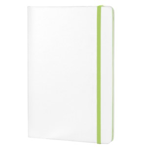 EgotierPro 37088 - White PU Cover Notebook with Elastic Closure COLORE VECL