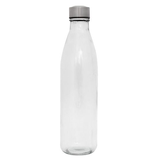 EgotierPro 39522 - Glass Bottle with Stainless Steel Cap, 1L H2O