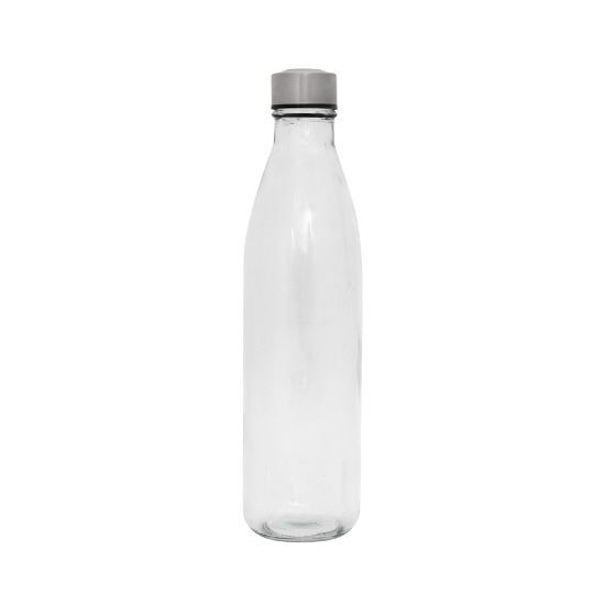 EgotierPro 39522 - Glass Bottle with Stainless Steel Cap, 1L H2O