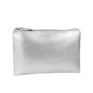 EgotierPro 39533 - Matte Metallic Toilet Bag with Puller FLAME Silver