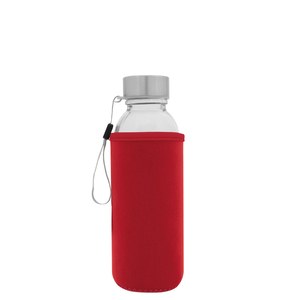 EgotierPro 39528 - Glass Bottle with Stainless Steel Handle, 420ml JARABA Red