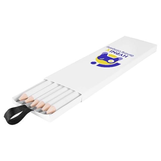 EgotierPro 50033 - 6 White Pencils Set in Box WRITER
